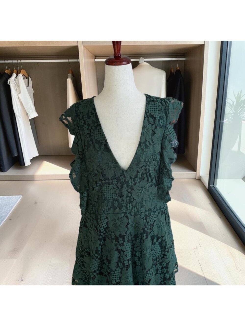 Lulus Molinetto Forest Green Lace Ruffled Tiered Sleeveless Maxi Dress XL 1X - Picture 7 of 9